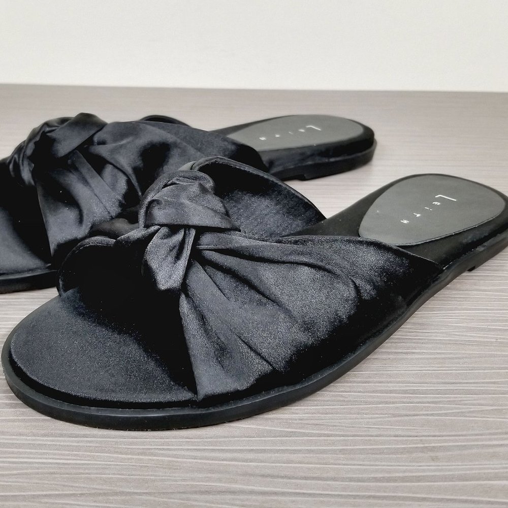 Leith Nevie Knotted Slide Sandal, Black Textile